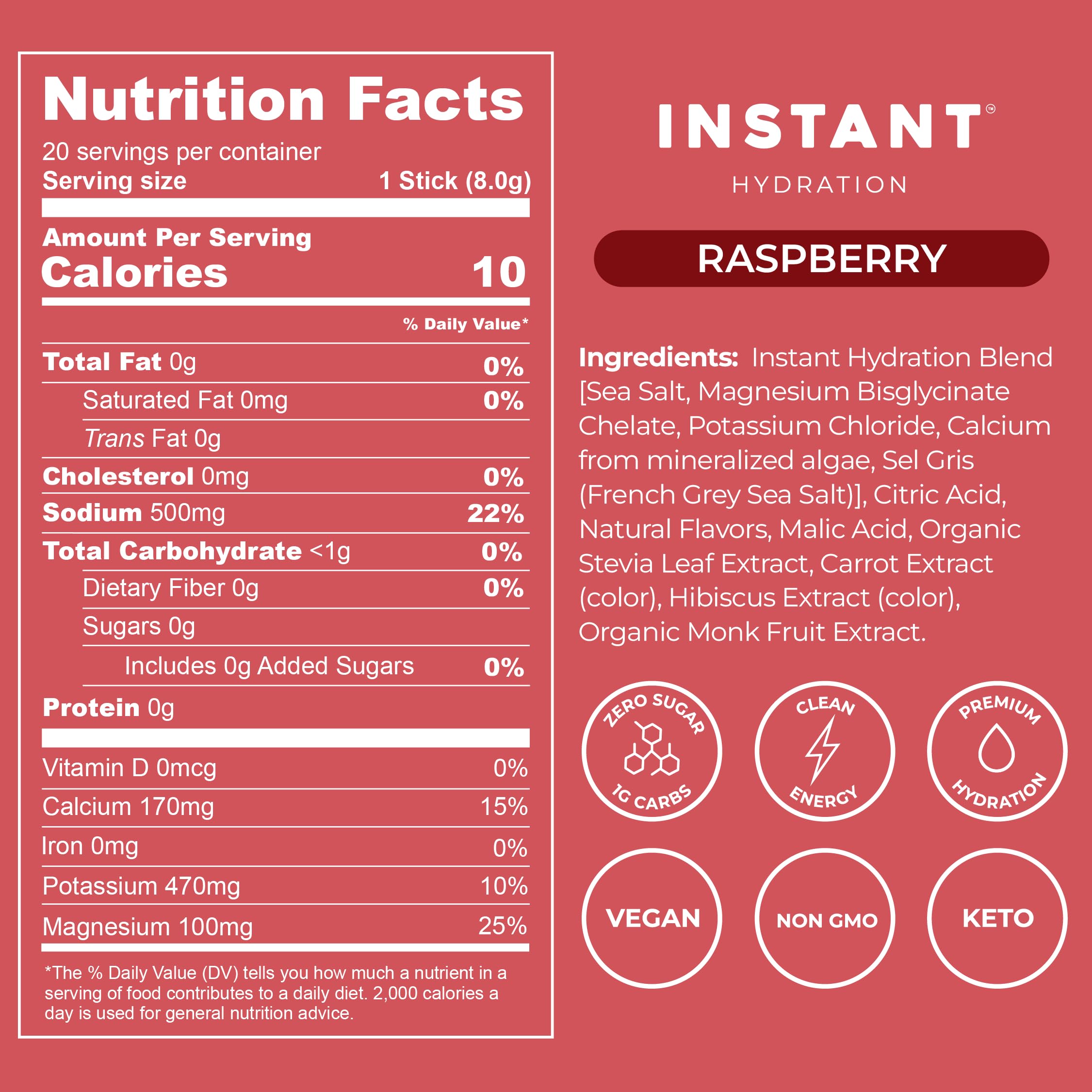 Instant Hydration sobre junto a una regla para comparar tamaño y conveniencia