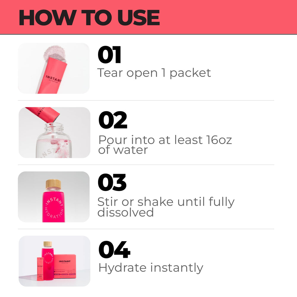 Instant Hydration comparación de tamaño de stick mostrando portabilidad y conveniencia