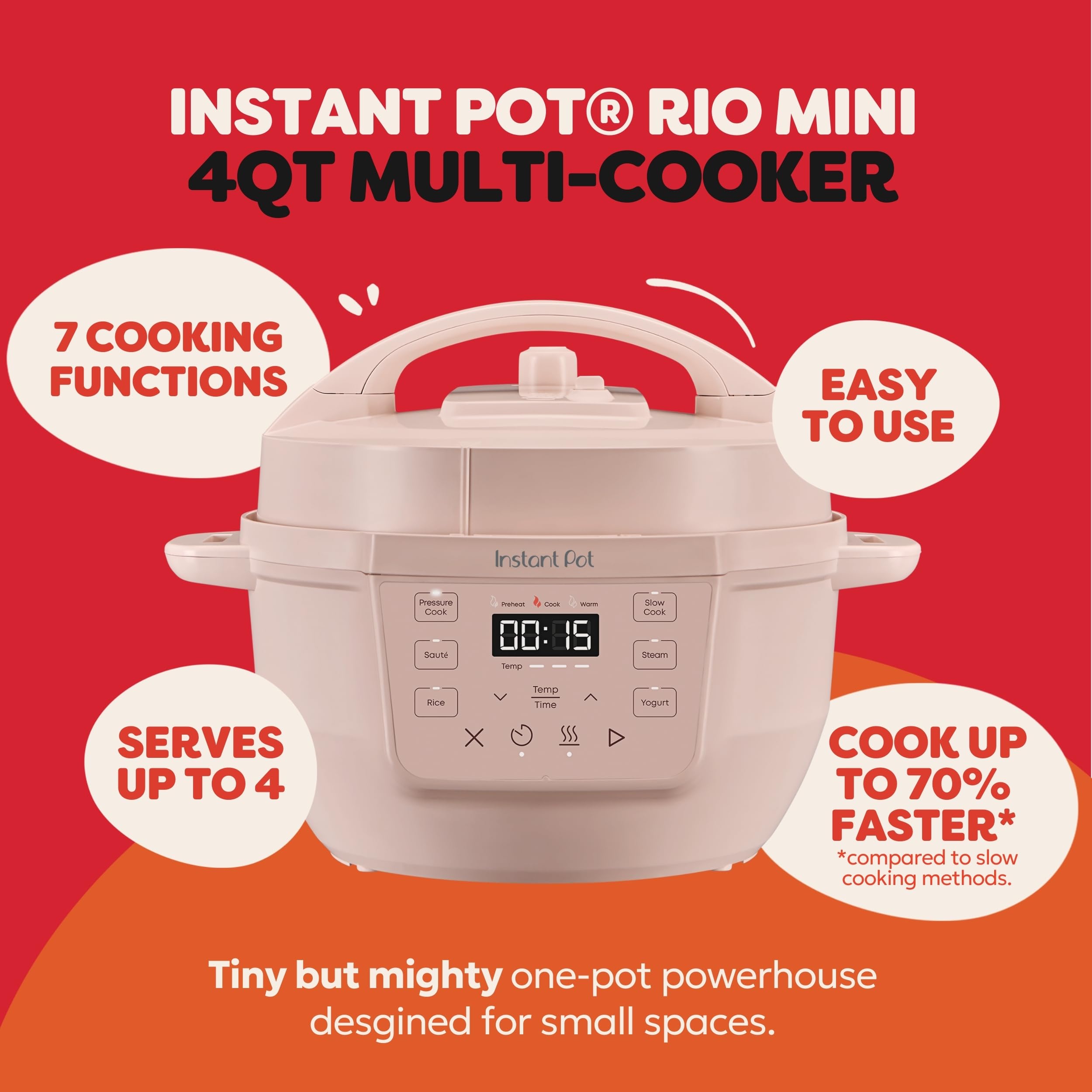 Instant Pot RIO Mini tapa con cierre seguro Instant Pot para cocción segura
