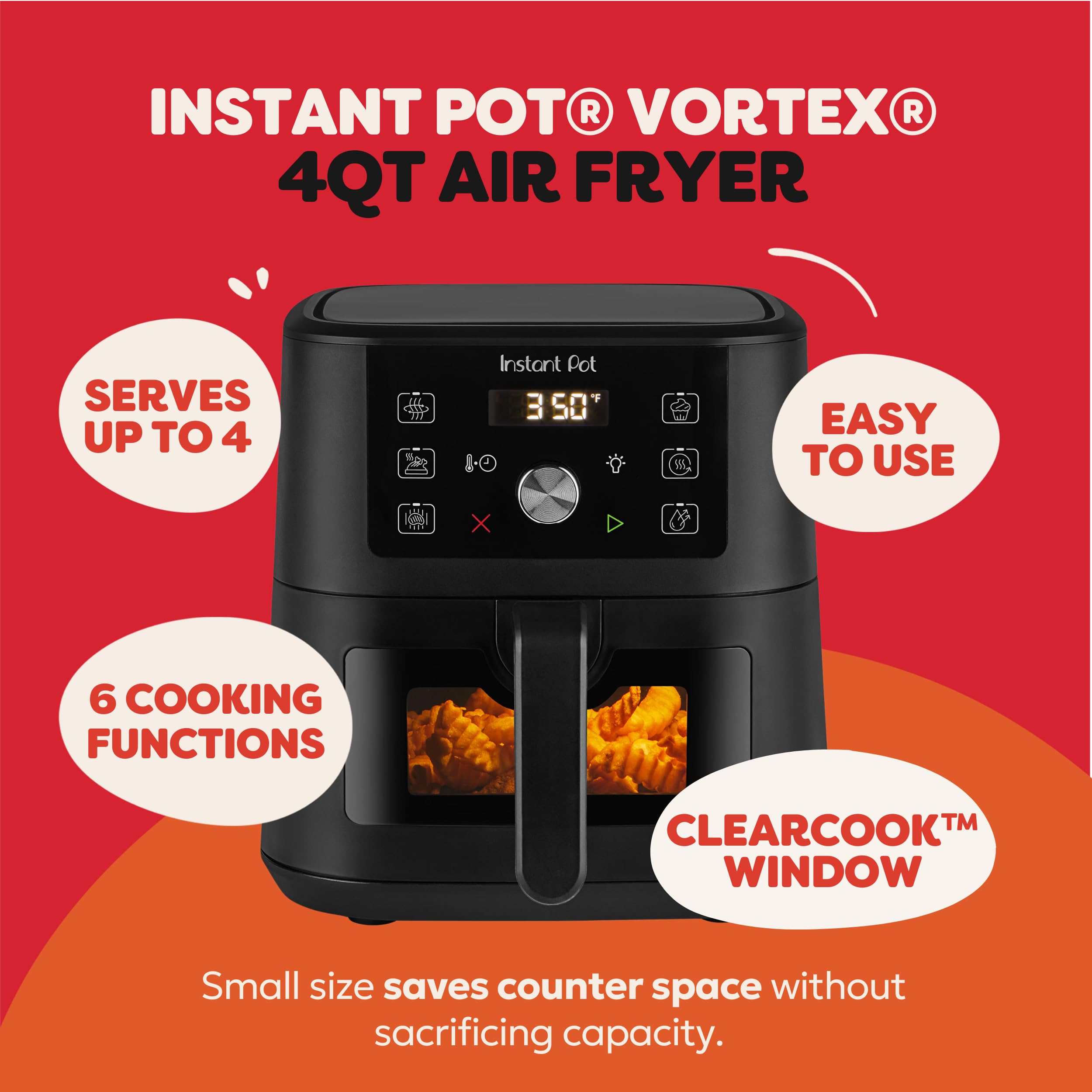 Instant Pot Vortex primer plano de cesta antiadherente beneficiando limpieza fácil