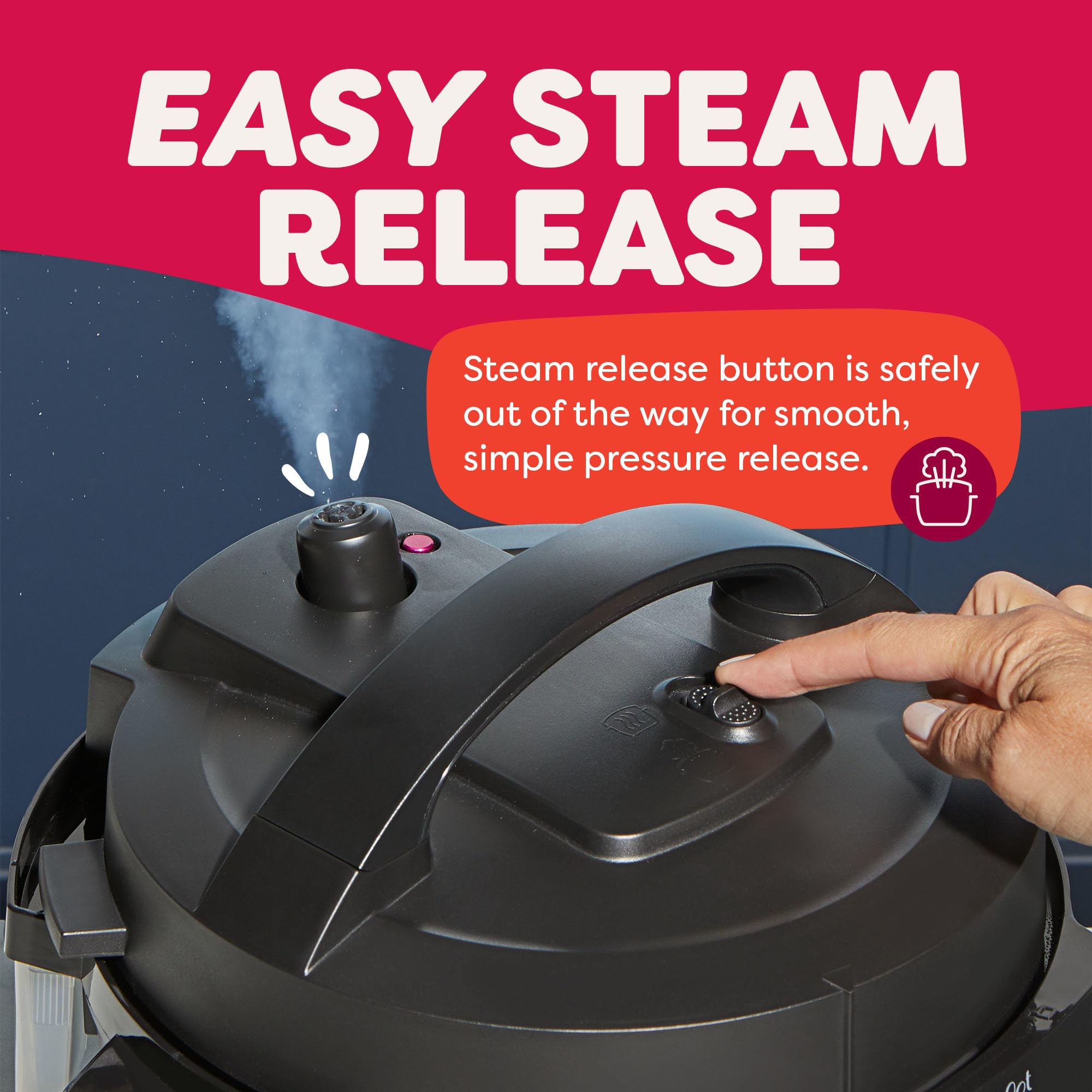Instant Pot RIO Mini comparación de tamaño junto a utensilios para mostrar escala práctica