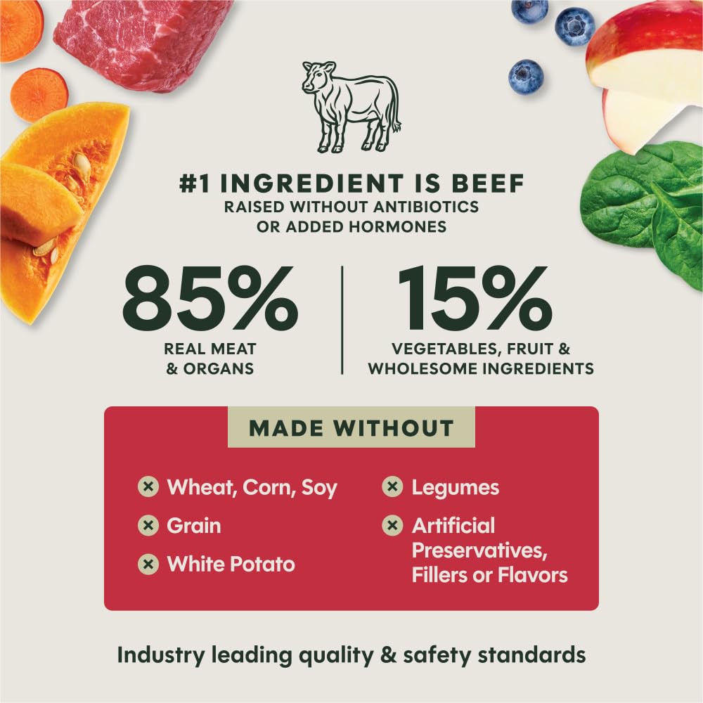 Instinct etiqueta de ingredientes que destaca carne y órganos