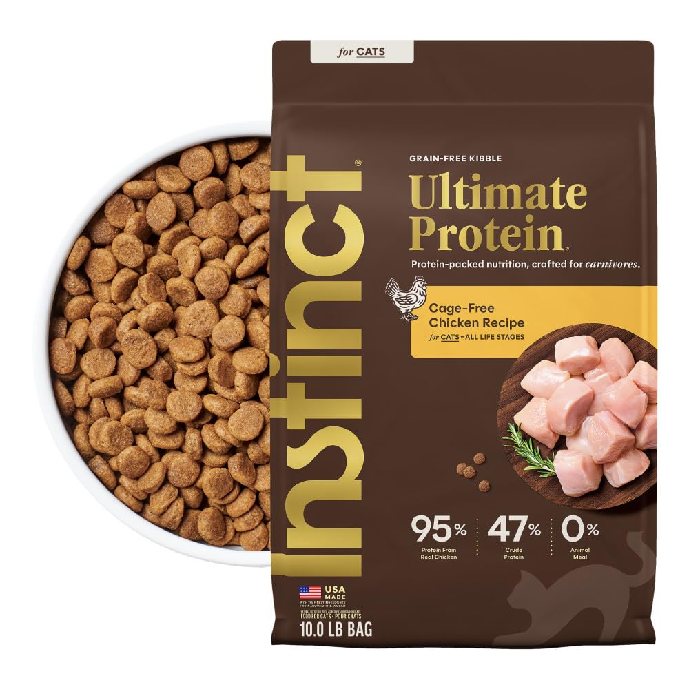 Instinct paquete 10 lb frente mostrando diseño y beneficios de proteína
