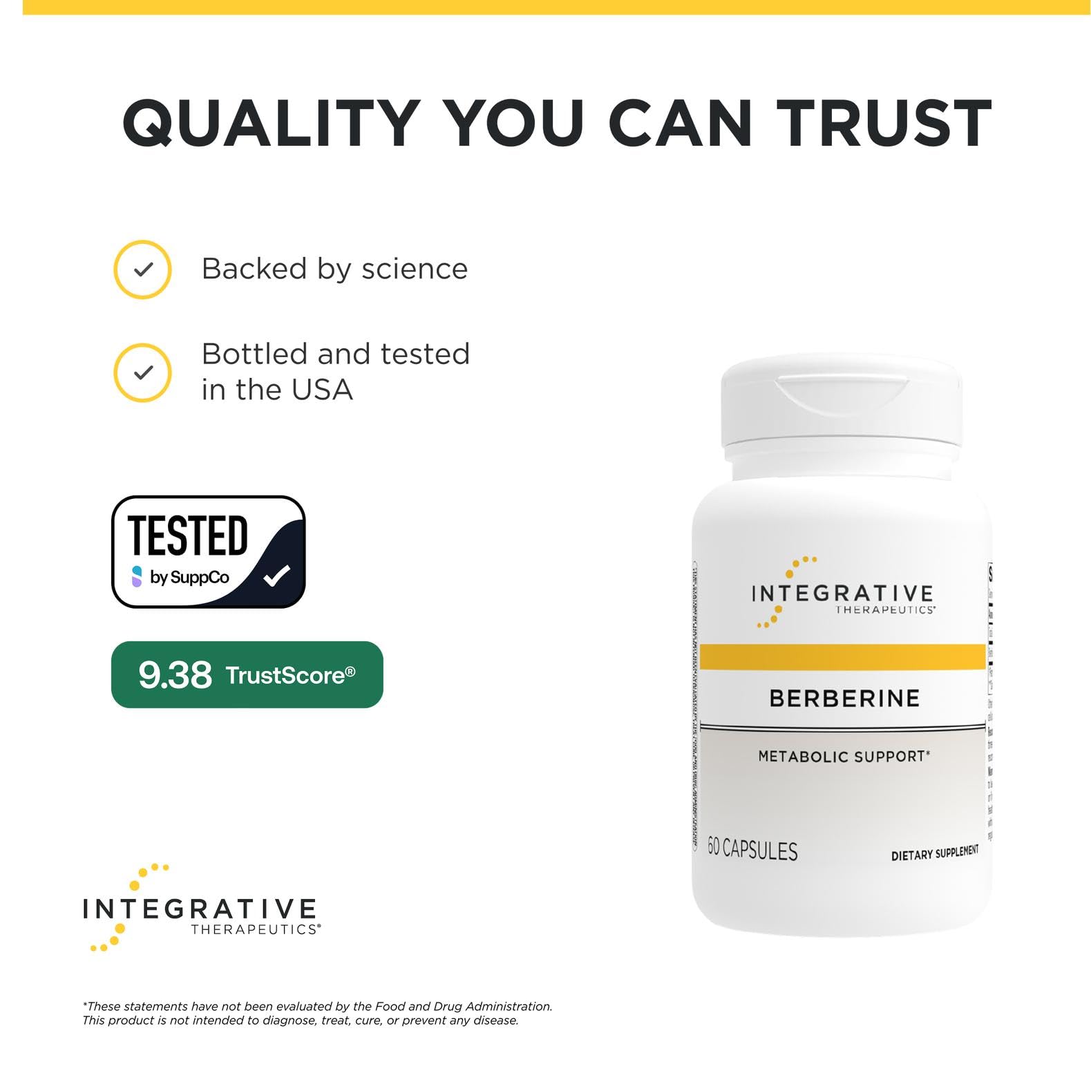 Integrative Therapeutics frasco en mano para comparar tamaño y conveniencia de uso