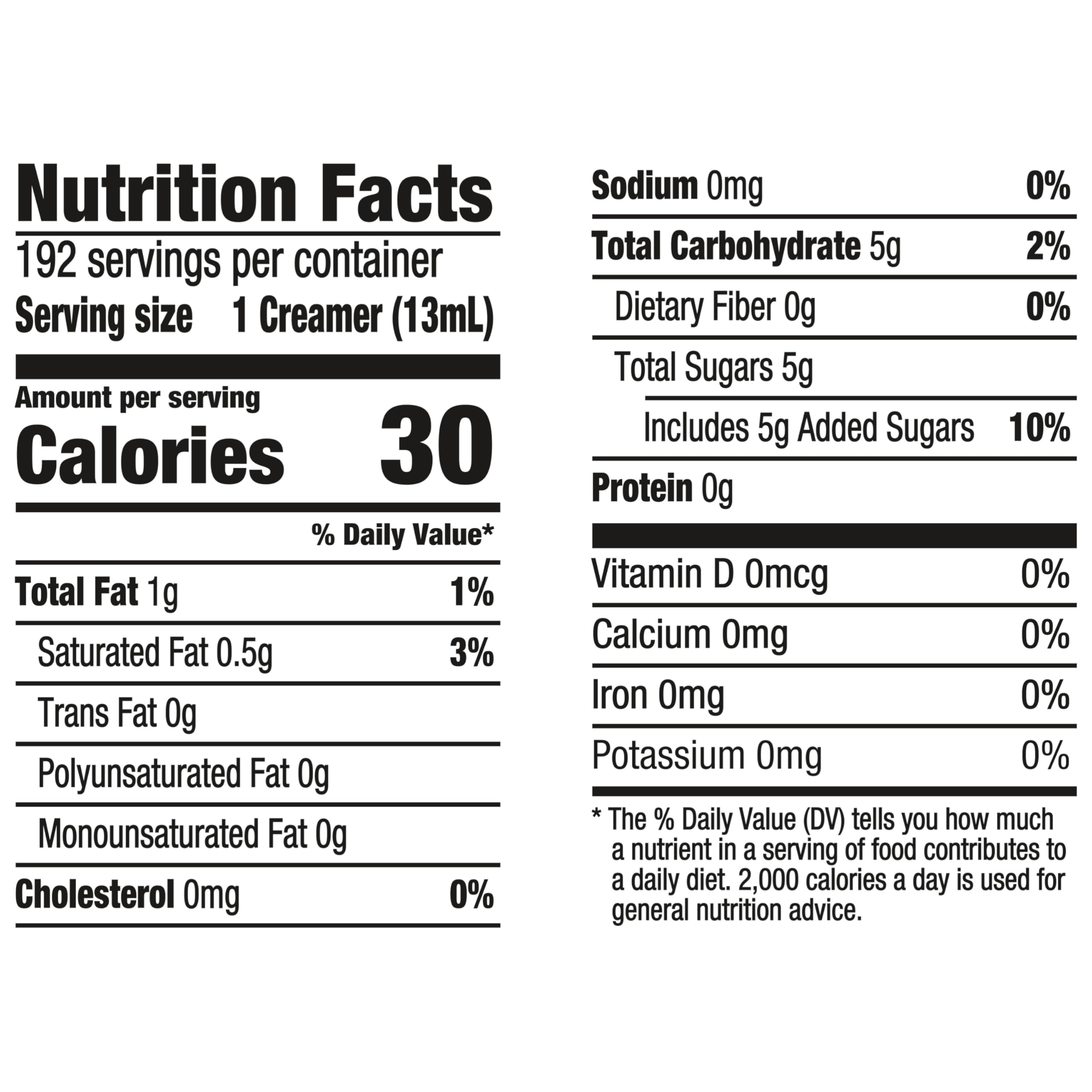 International Delight etiqueta y tabla nutricional visible, información clara