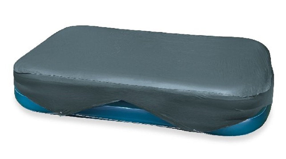 Intex cubierta rectangular frontal mostrando ajuste y protección contra hojas