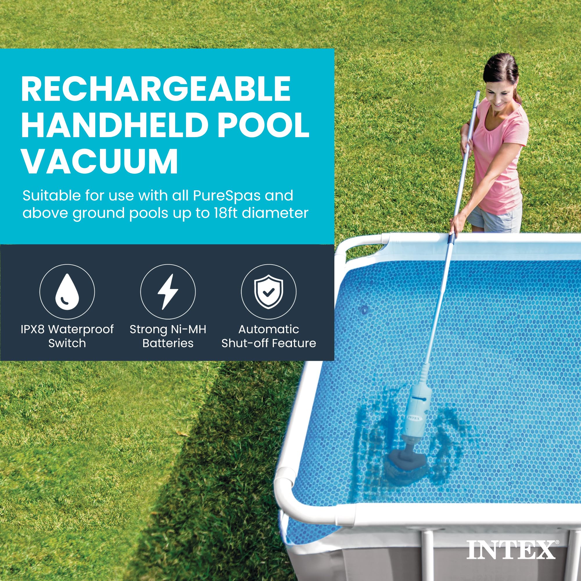 Intex detalle del cabezal y cepillo intercambiable para diferentes residuos