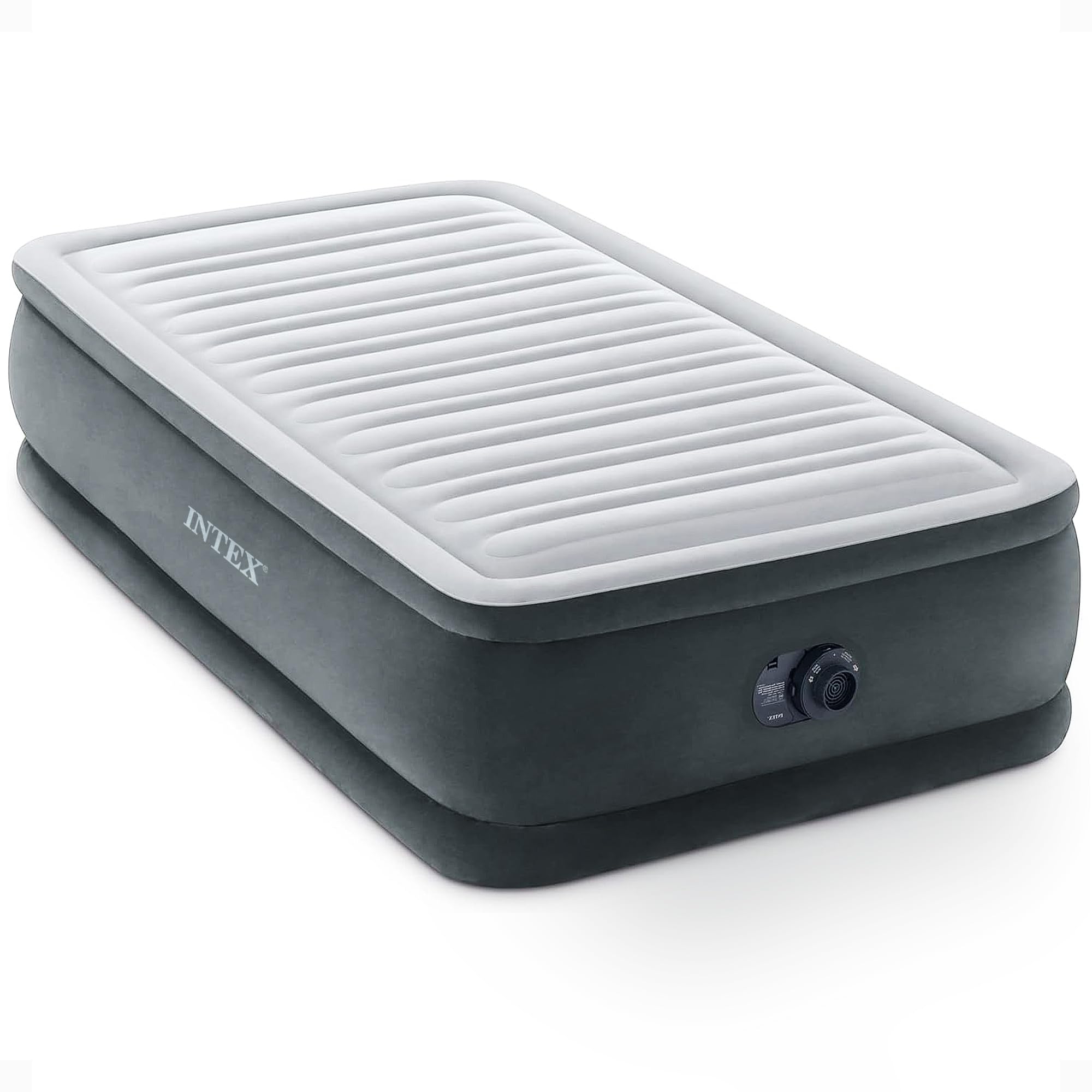 Intex vista frontal del colchón empaquetado para transporte y montaje rápido