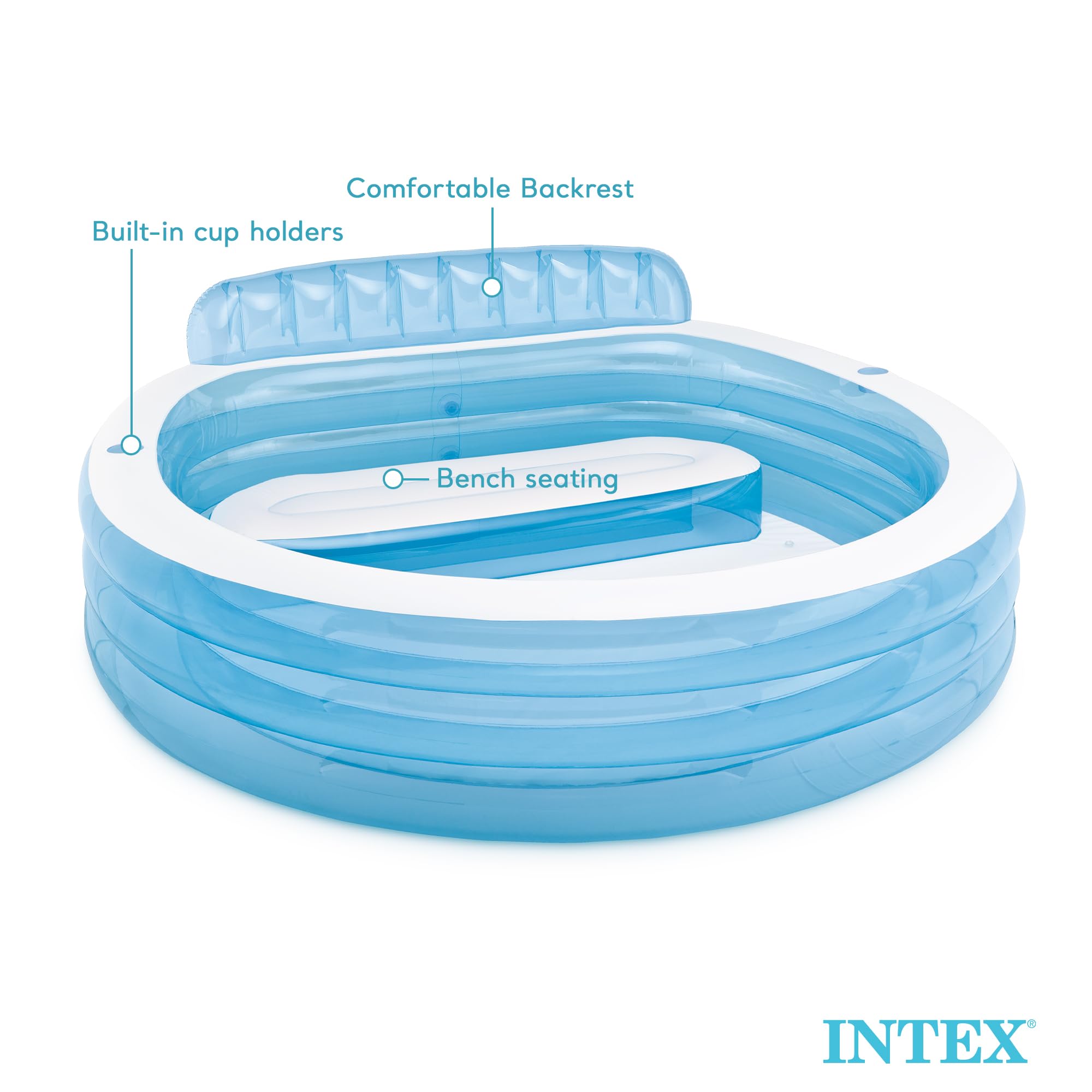 Intex ambientación en jardín mostrando uso familiar y relax