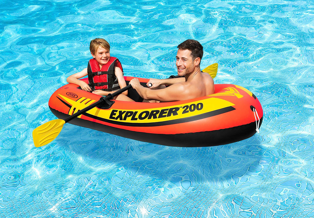 Intex Explorer 200 set completo con bomba, remos y parche facilita salida rápida