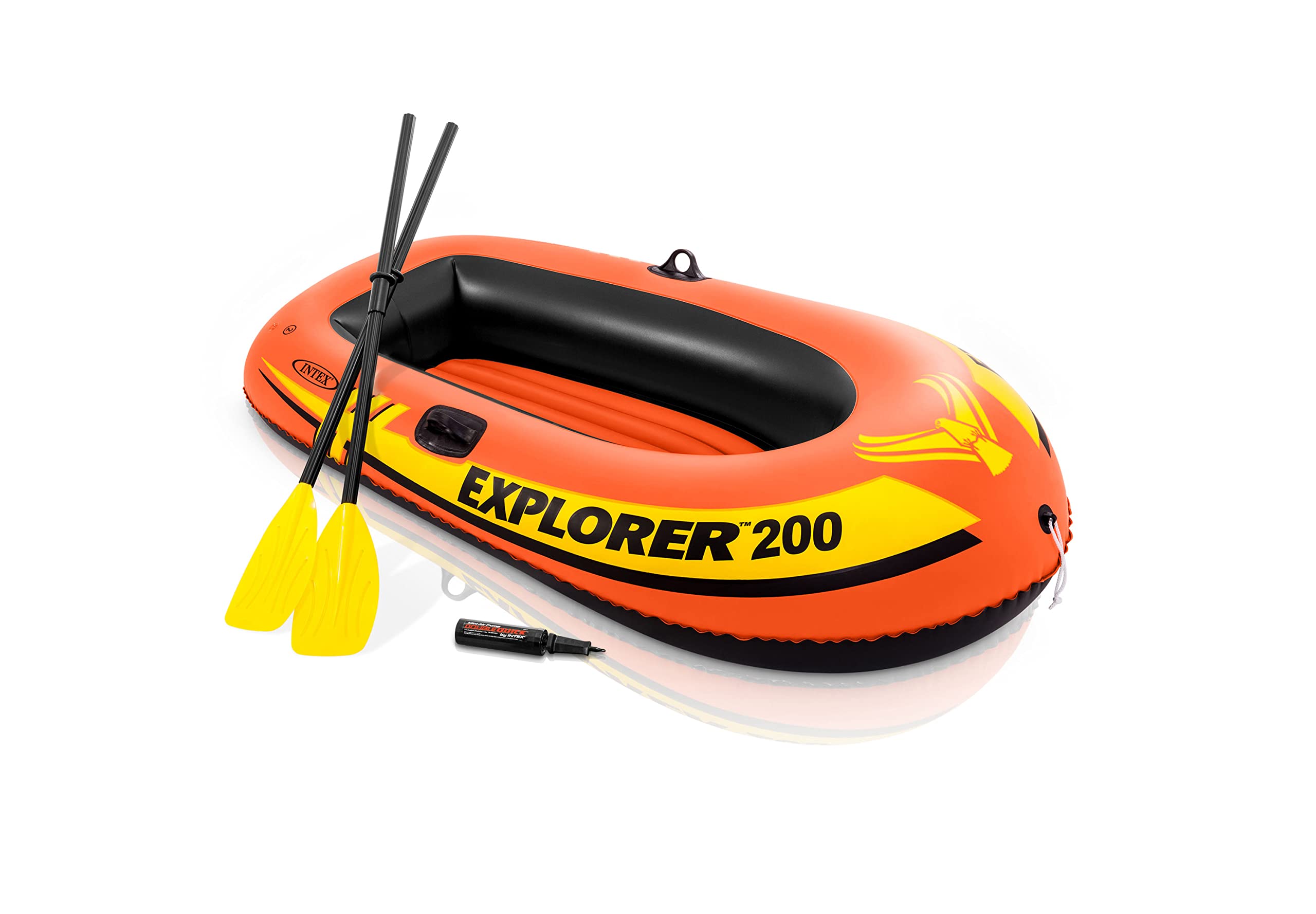 Intex Explorer 200 vista frontal del bote empaquetado lista para transporte y diversión