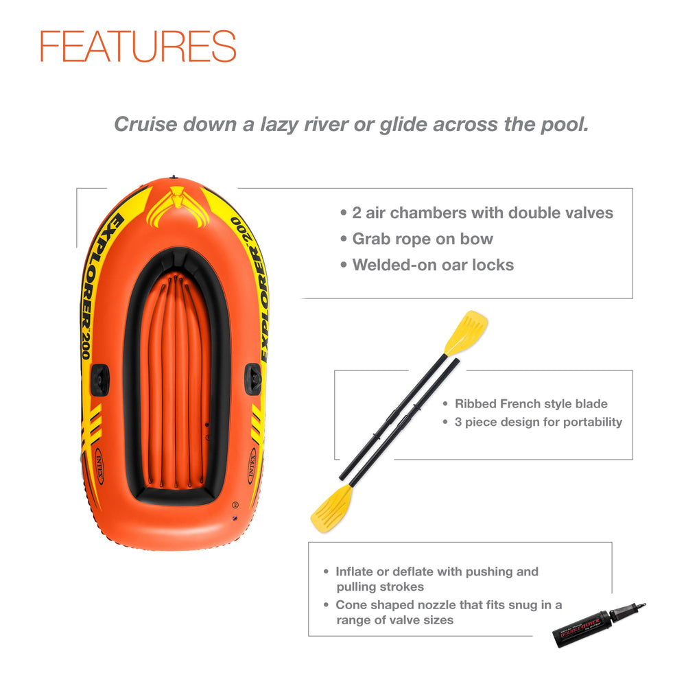 Intex Explorer 200 bote en uso remando en lago aporta estabilidad y disfrute seguro