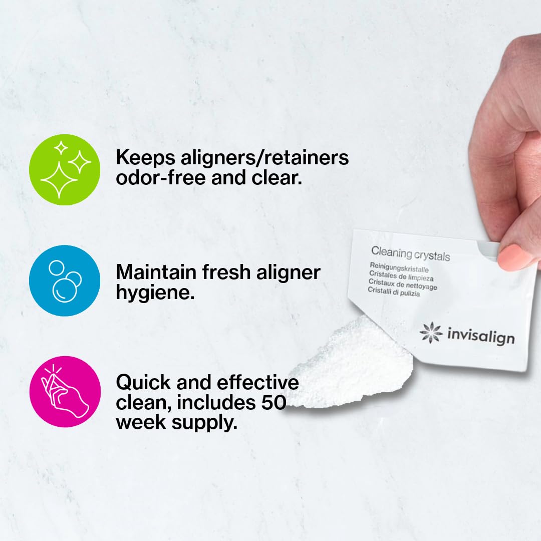 INVISALIGN sobre individual abierto mostrando polvo efervescente y conveniencia