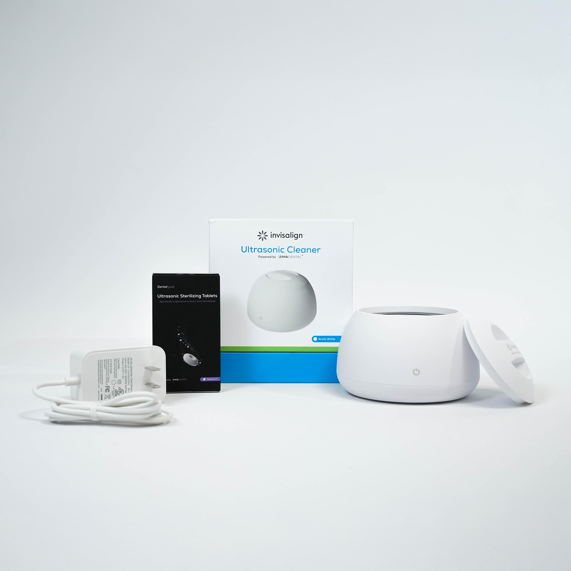 INVISALIGN limpiador ultrasónico tapa y botón de control, encendido sencillo