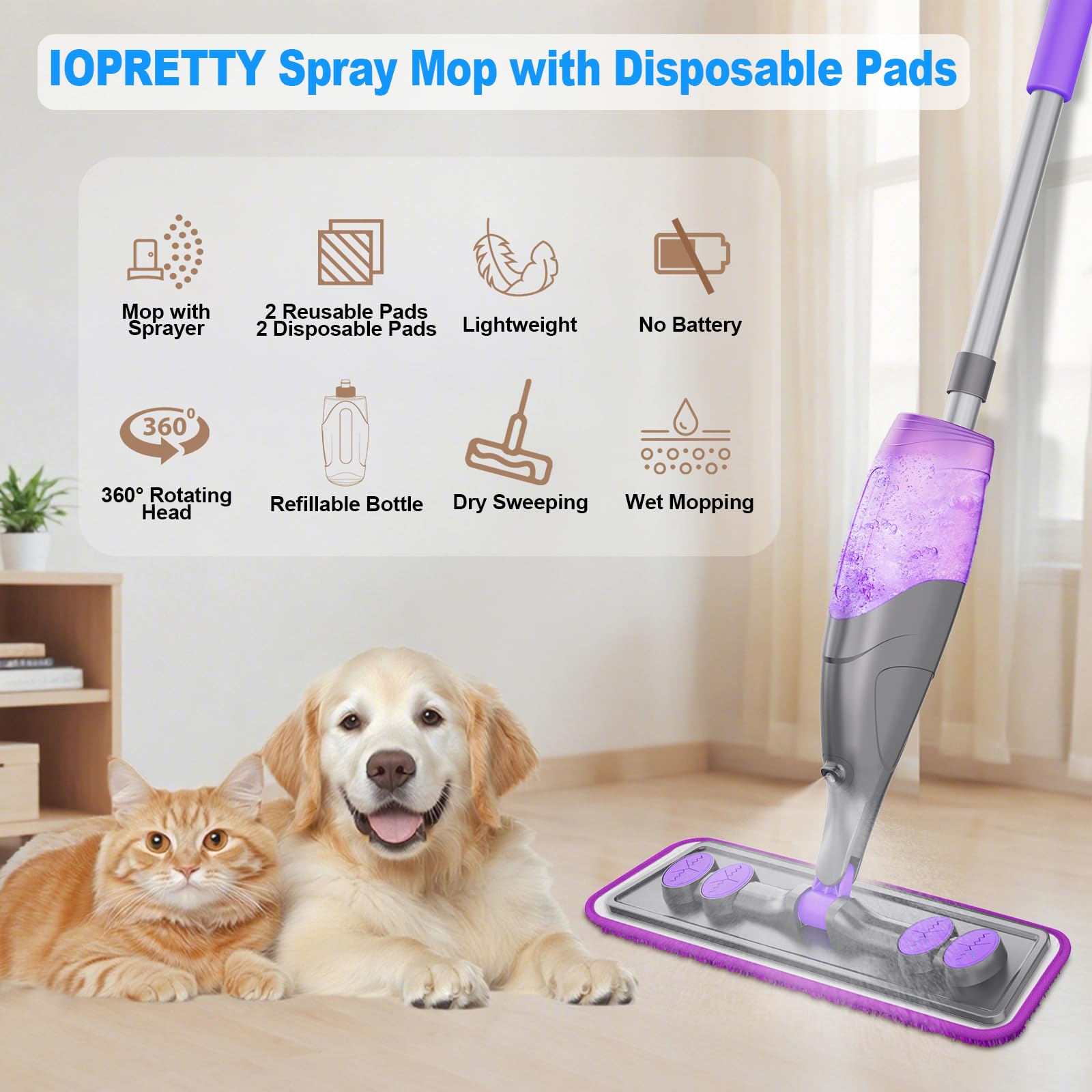 IOPRETTY detalle del cabezal 360 grados para maniobrar fácilmente