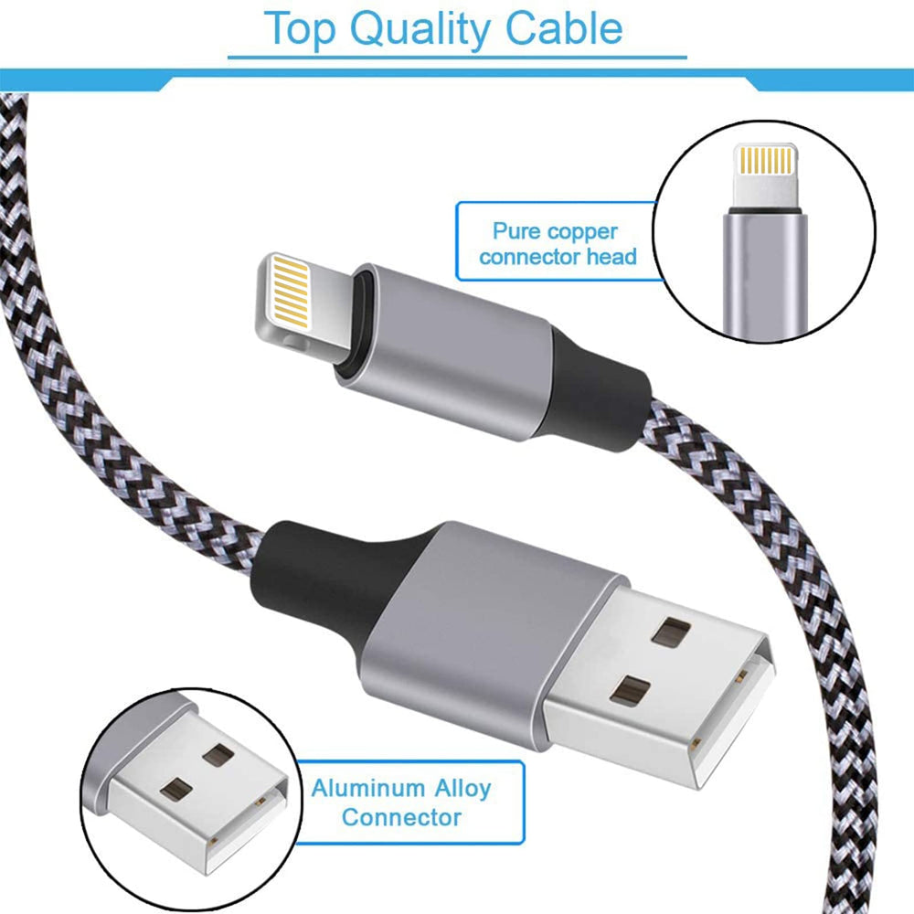 IOSYS cable Lightning de nailon trenzado resistente para mayor durabilidad