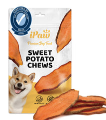 iPaw empaque frontal mostrando tiras de batata y beneficio seguro