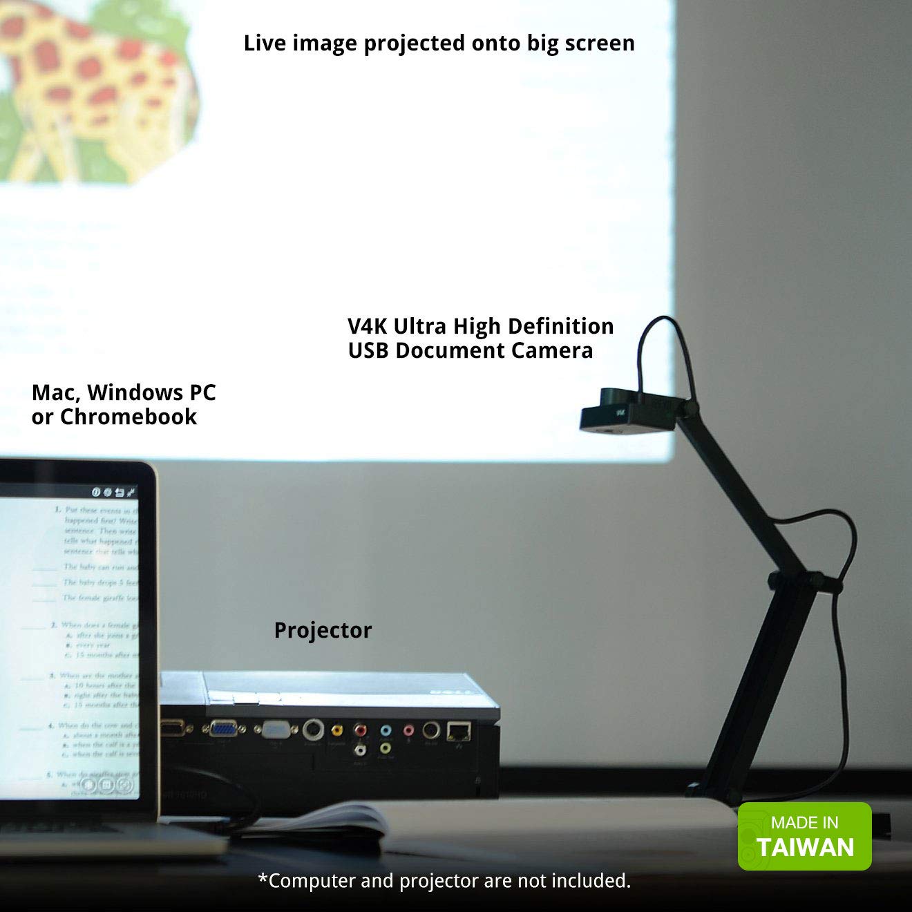 IPEVO V4K conexión USB tipo estándar para integración sencilla