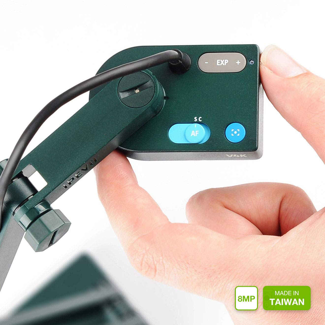 IPEVO V4K detalle del pie multi-articulado con ajuste resistente