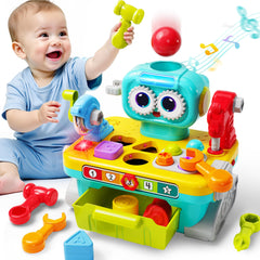 iPlay, iLearn banco de herramientas frontal mostrando piezas y colores educativos