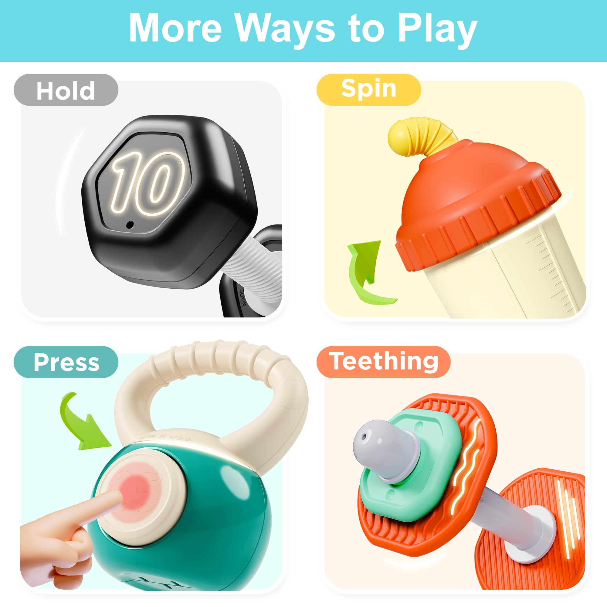 iPlay iLearn conjunto distribuido sobre manta estimula juego sensorial