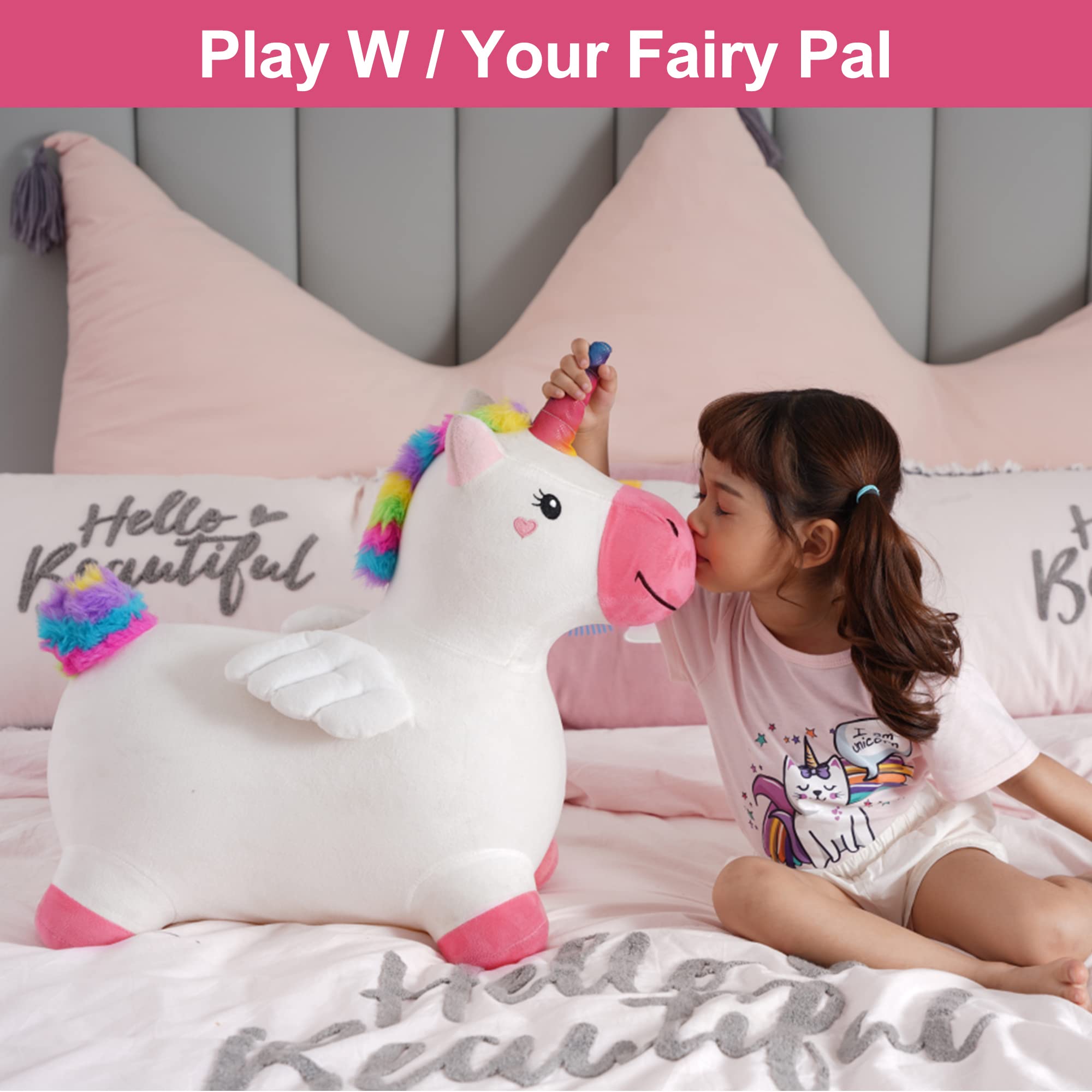 iPlay iLearn unicorn desinflado en paquete fácil de guardar y transportar