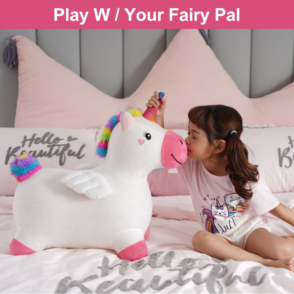 iPlay iLearn unicorn desinflado en paquete fácil de guardar y transportar