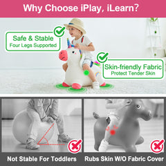 iPlay iLearn niño usando unicorn en sala para mejorar coordinación