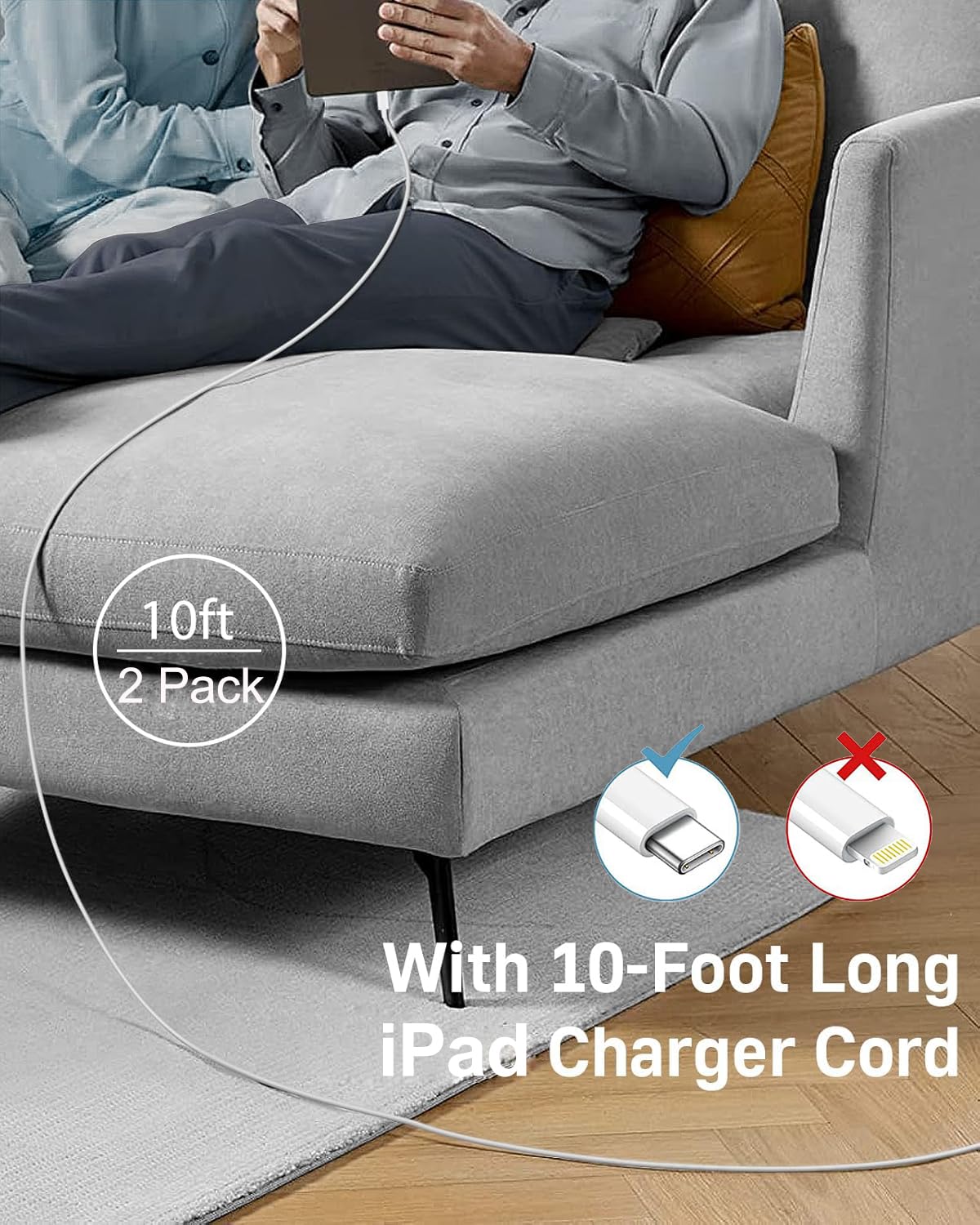 ipremium cargador junto a iPad para comparar escala y portabilidad