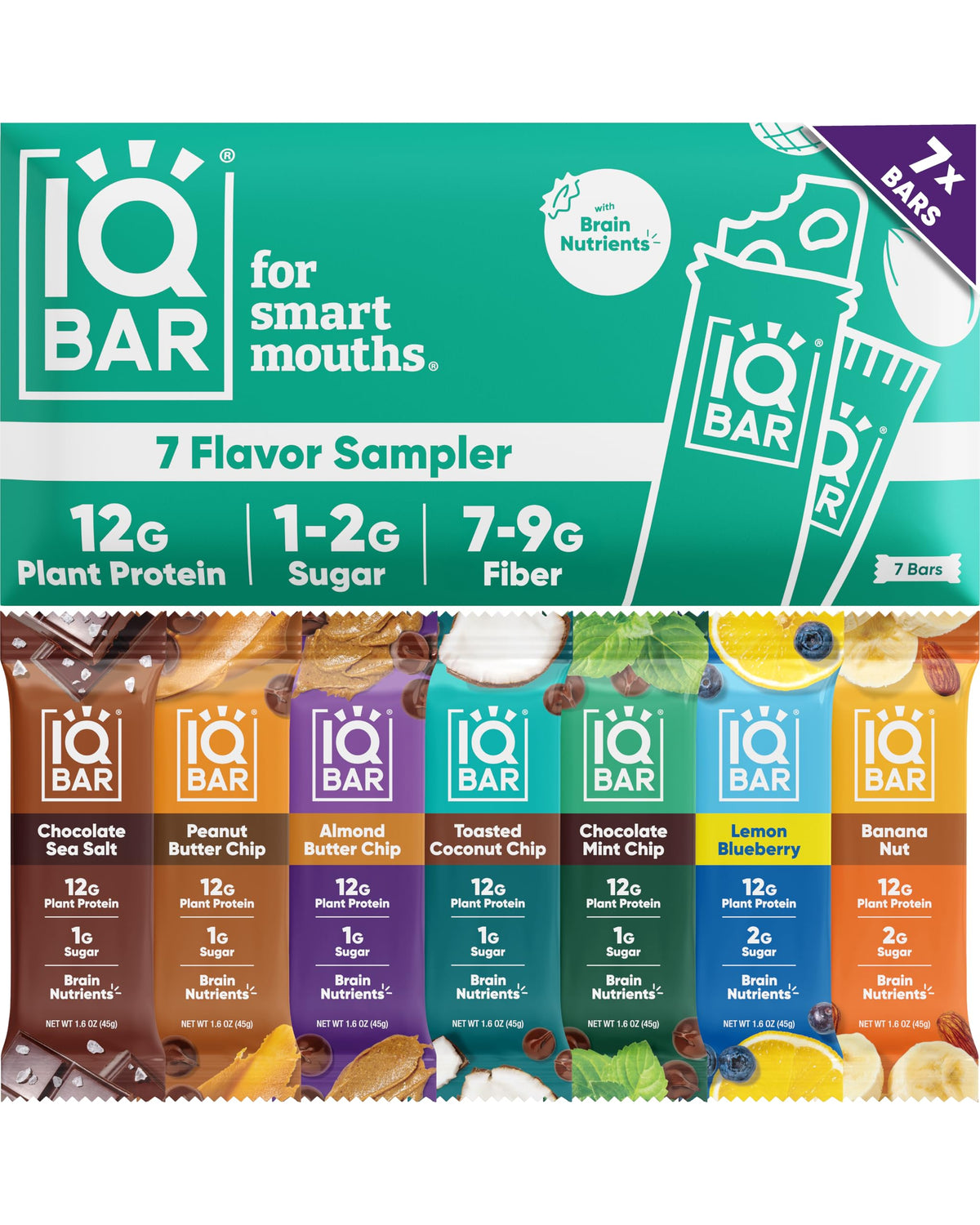 IQBAR vista frontal del empaque que muestra la marca y conveniencia