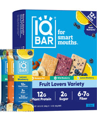 IQBAR paquete frontal variedad frutas mostrando diseño y conveniencia