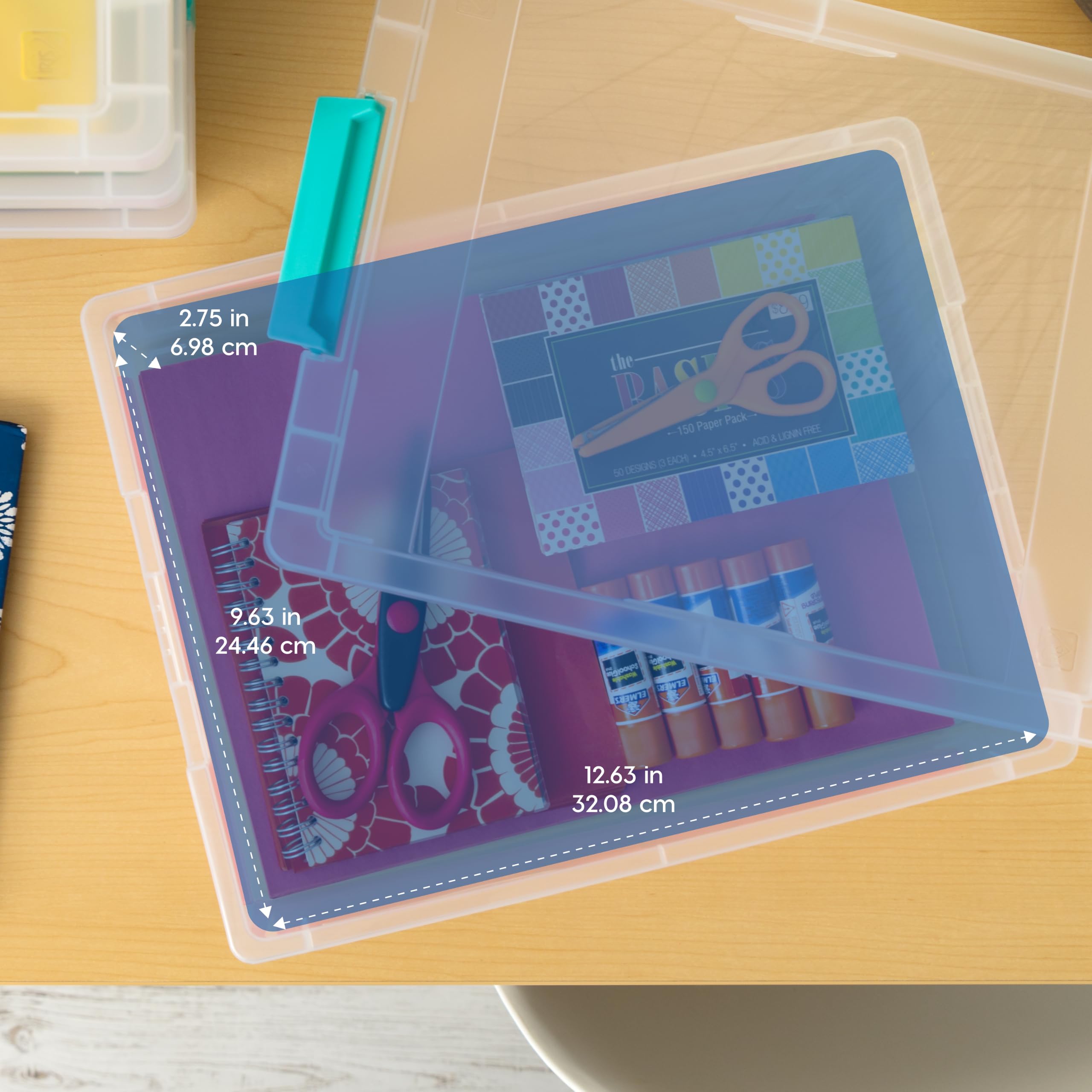 IRIS USA side profile stacked bins demonstrating space-saving stability