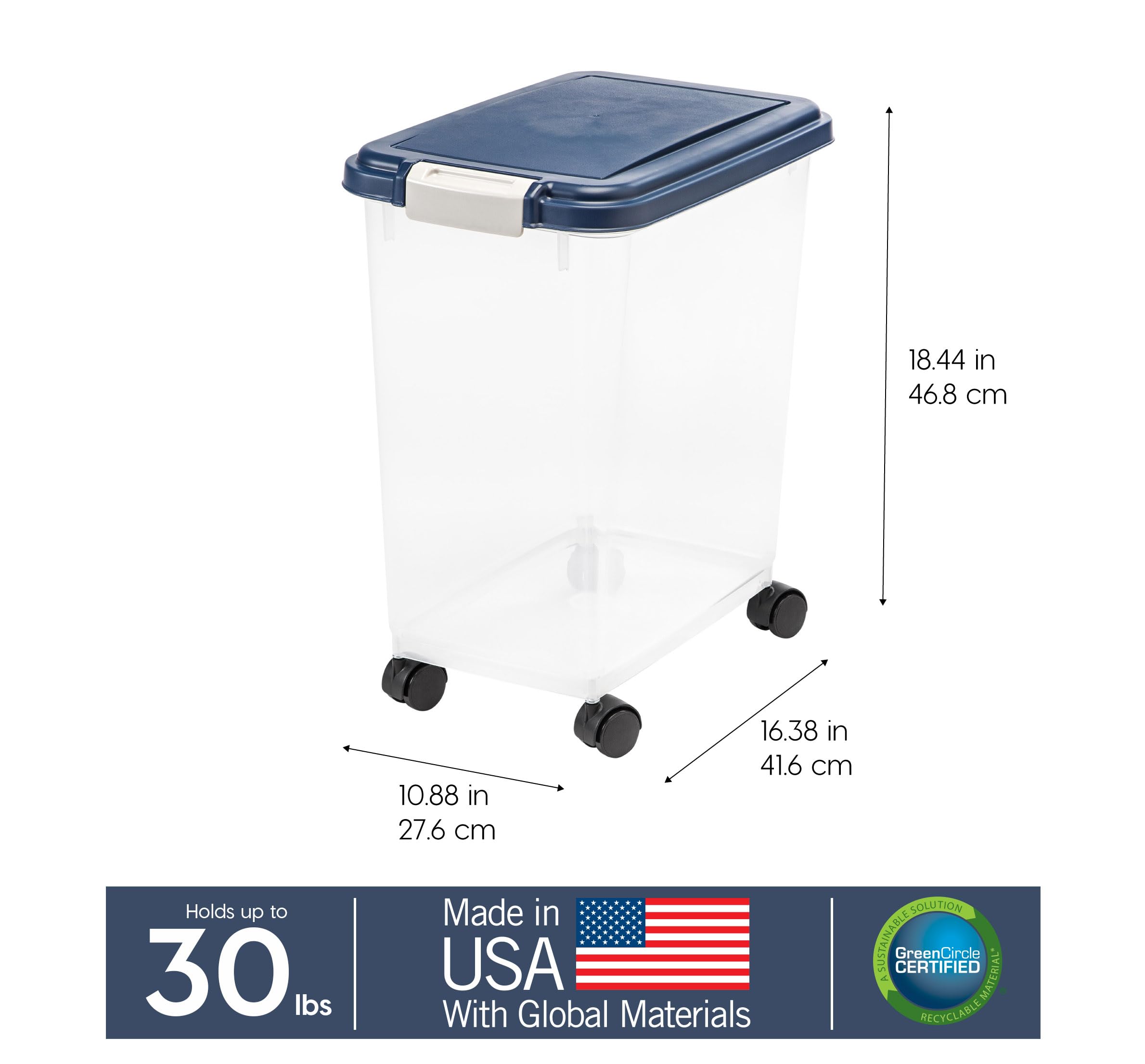 IRIS USA translucent body revealing kibble level for quick inventory benefit