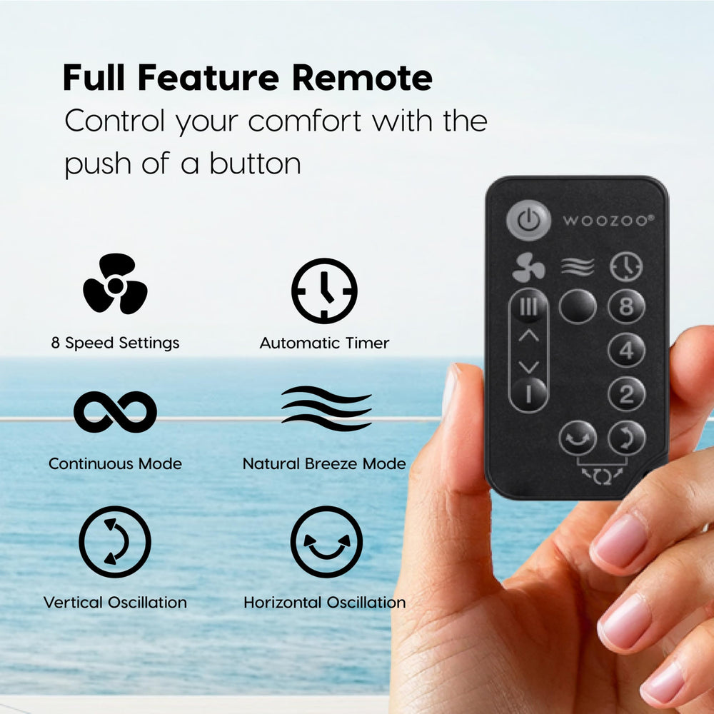 IRIS USA WOOZOO control remoto mostrando fácil ajuste de velocidad