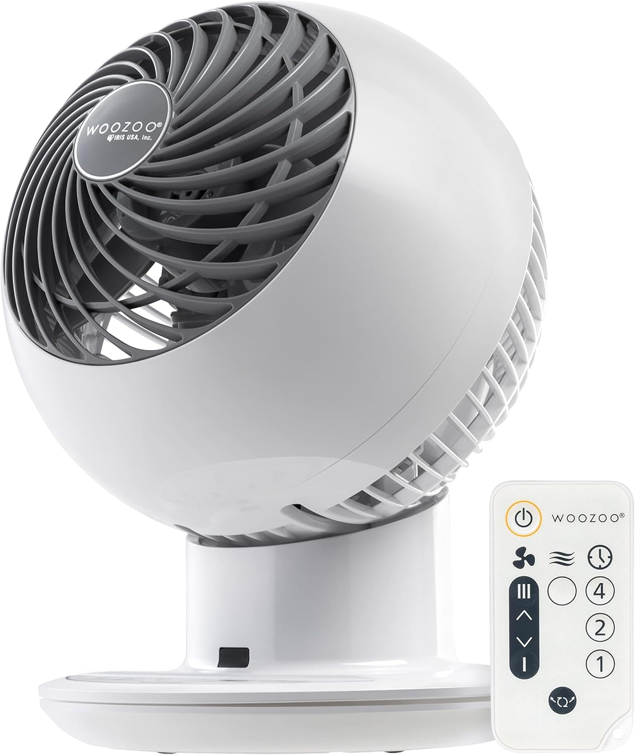 IRIS USA ventilador WOOZOO frontal mostrando diseño compacto y estética limpia