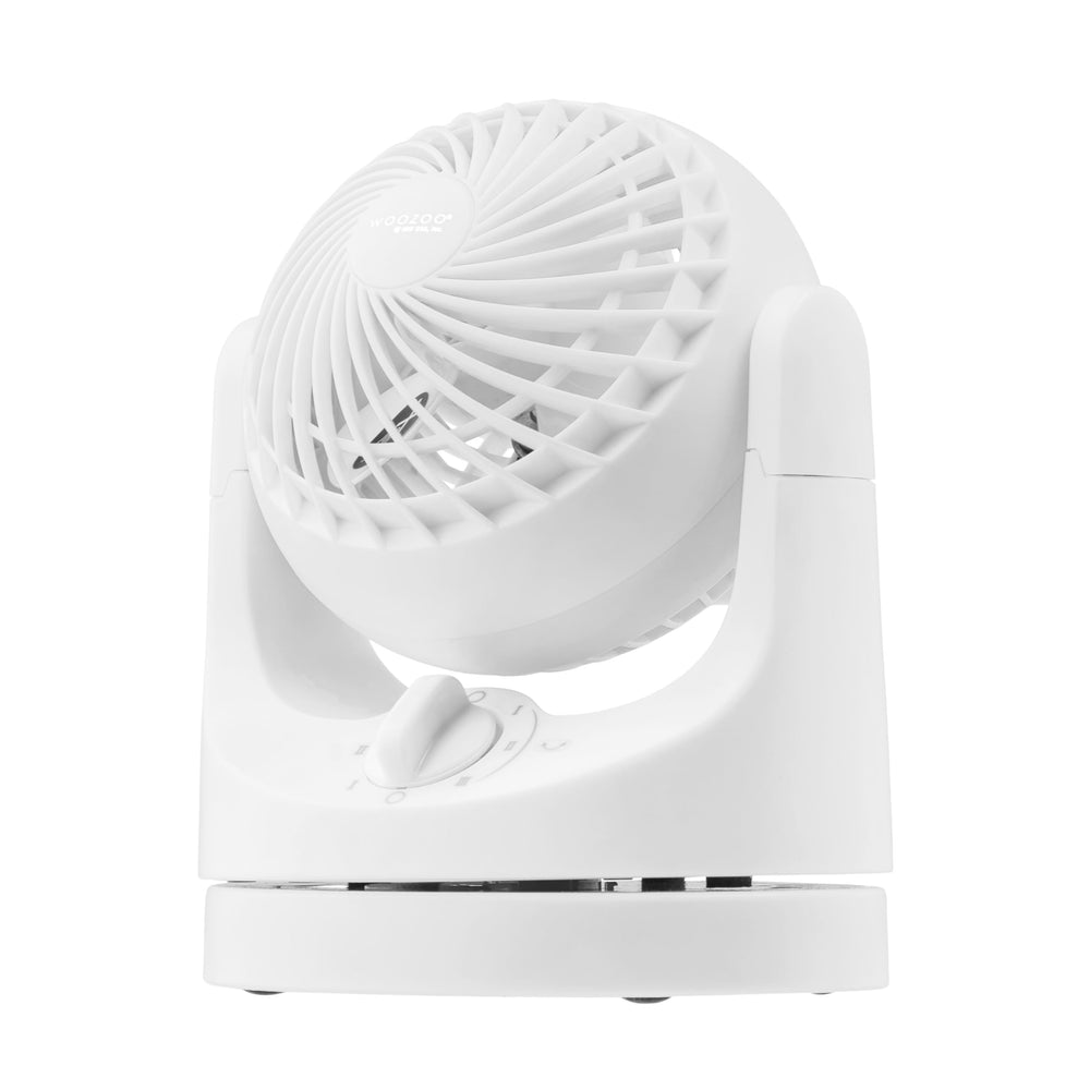 IRIS USA ventilador frontal mostrando diseño compacto y beneficio de ahorro de espacio