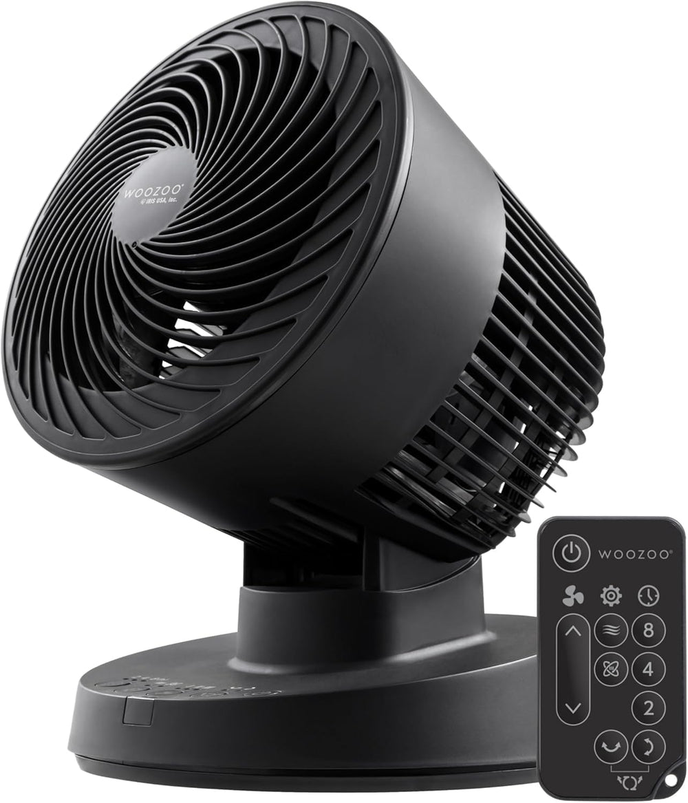 IRIS USA ventilador WOOZOO vista frontal mostrando diseño y control sencillo