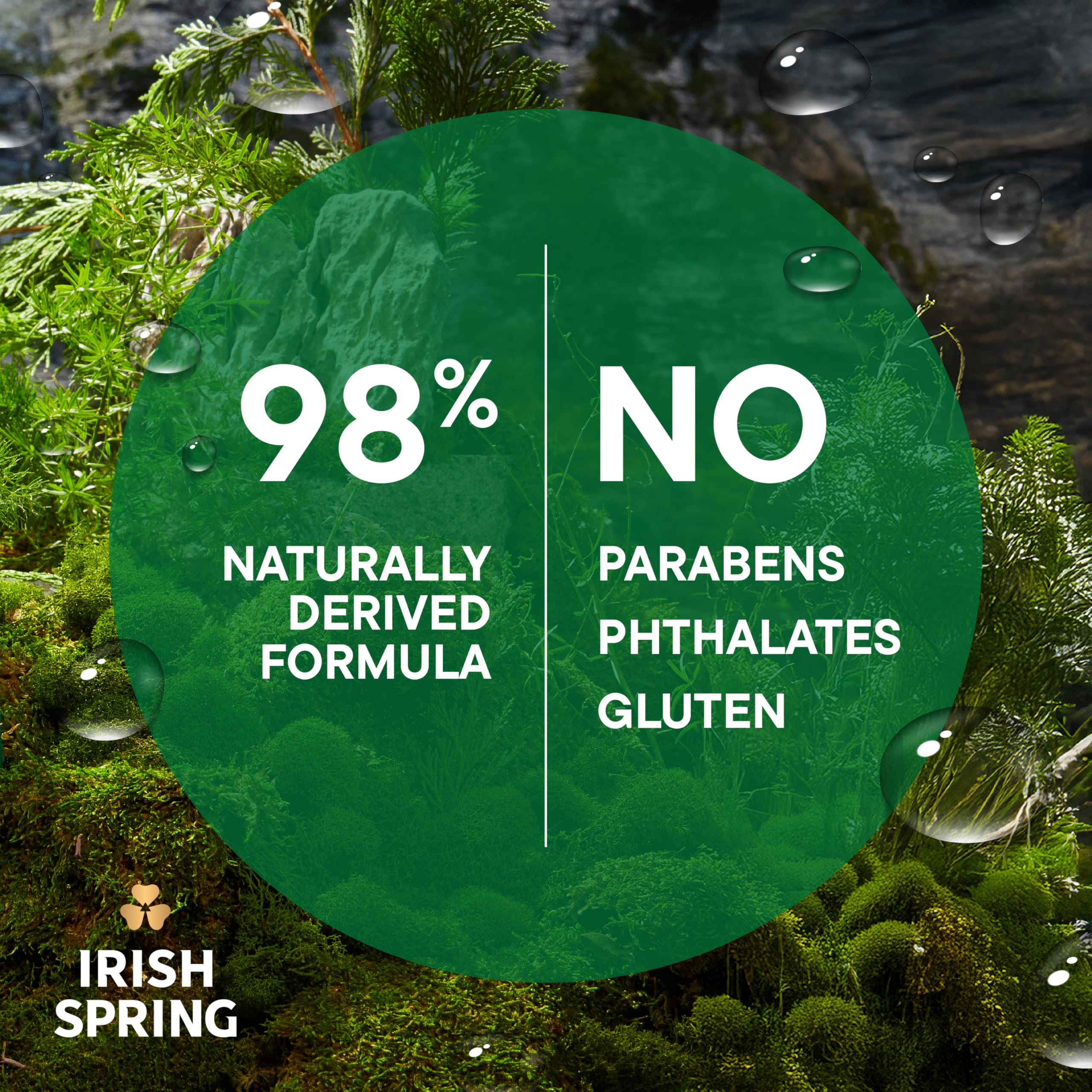Irish Spring etiqueta de ingredientes y sellos, beneficio transparencia de fórmula