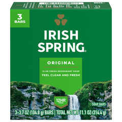 Irish Spring vista frontal del empaque que muestra frescura duradera