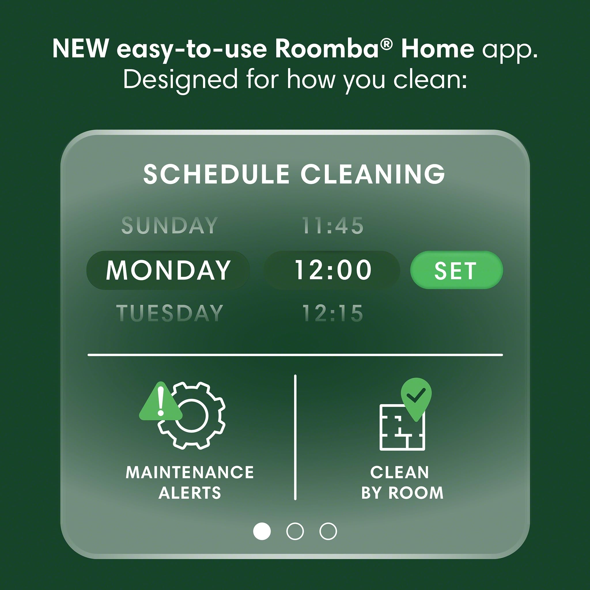 iRobot Roomba 105 app pantalla mostrando programación y control remoto
