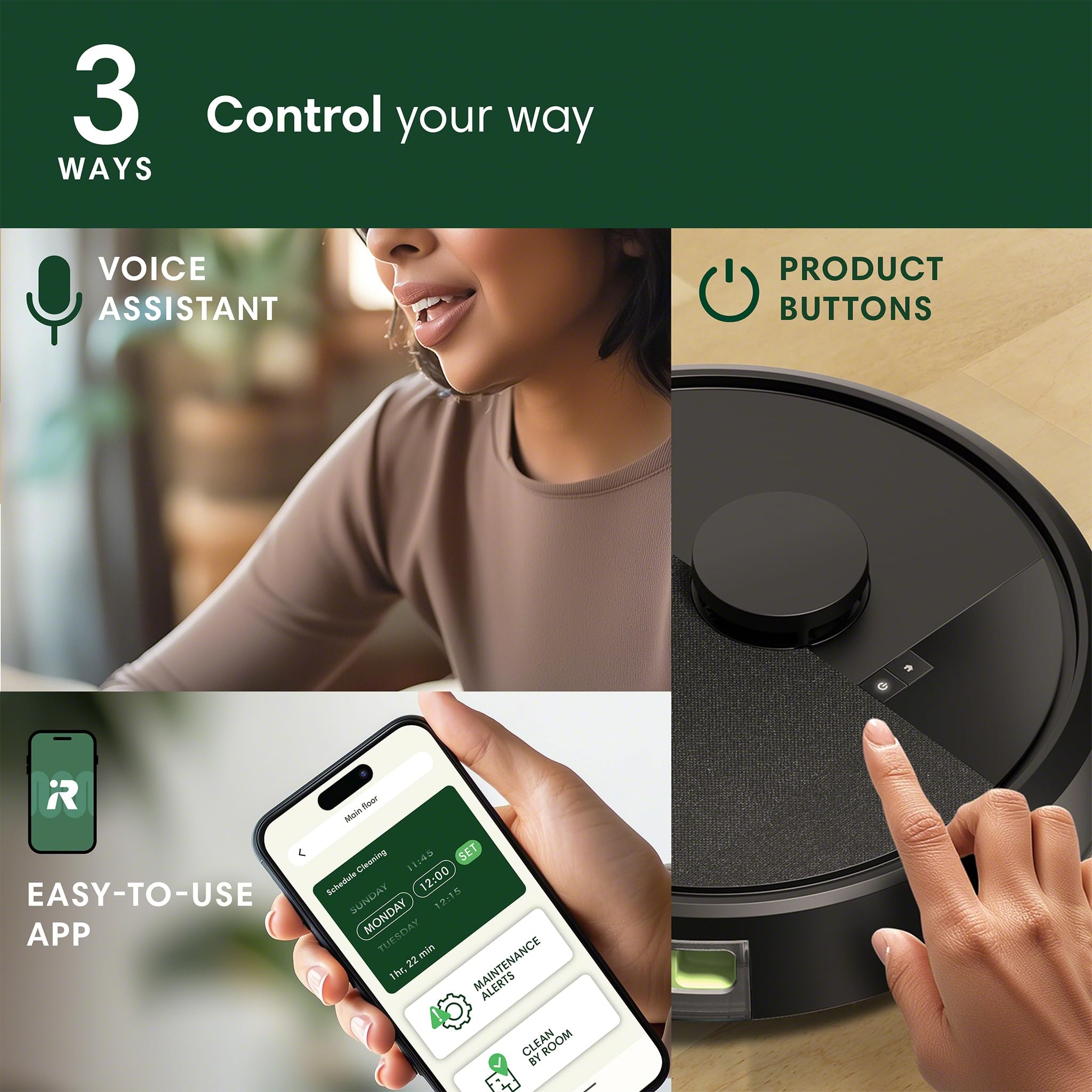 iRobot Roomba 105 comparación de tamaño junto a silla para escala real