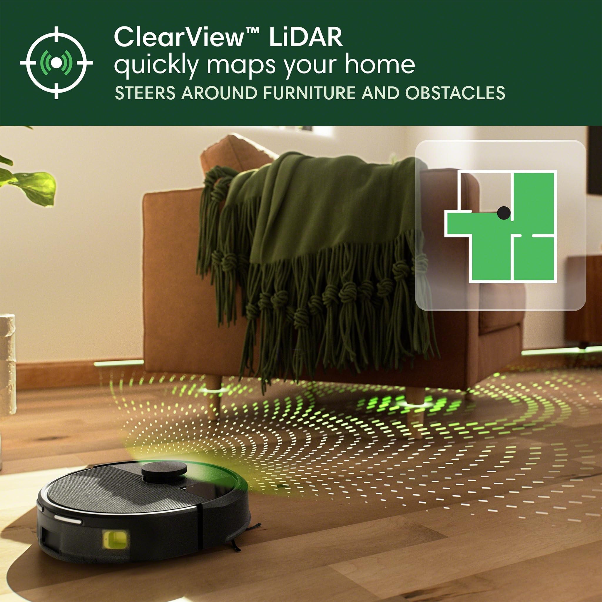 iRobot Roomba 105 comparado en escala para entender tamaño compacto