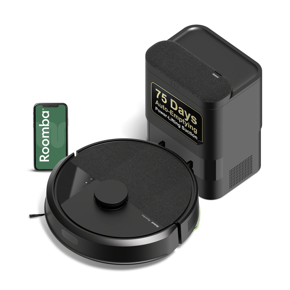 iRobot Roomba 105 frontal con base AutoEmpty mostrando ahorro de tiempo
