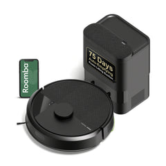 iRobot Roomba 105 frontal con base AutoEmpty mostrando ahorro de tiempo