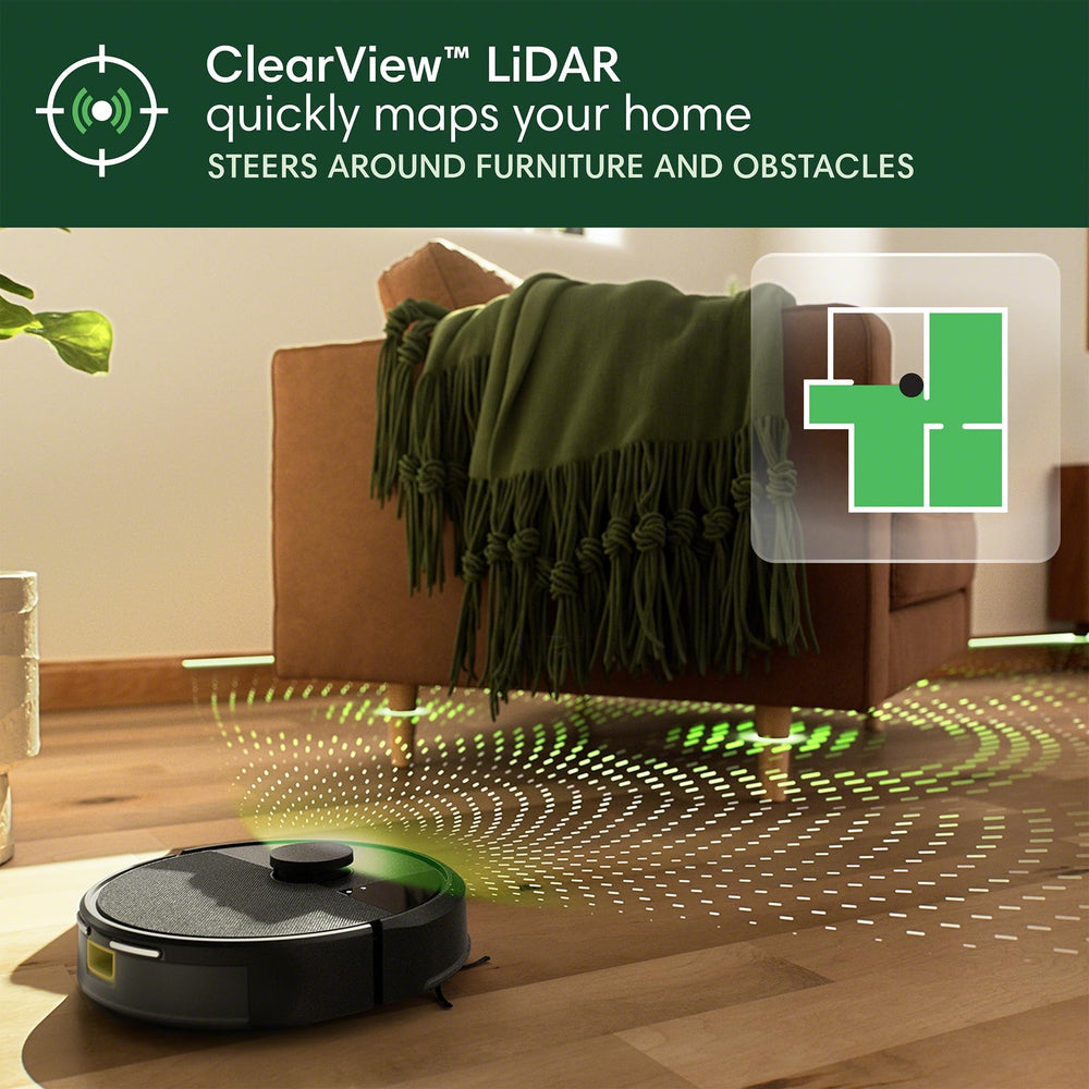 iRobot Roomba 105 sensor LiDAR mapeando habitación para rutas precisas