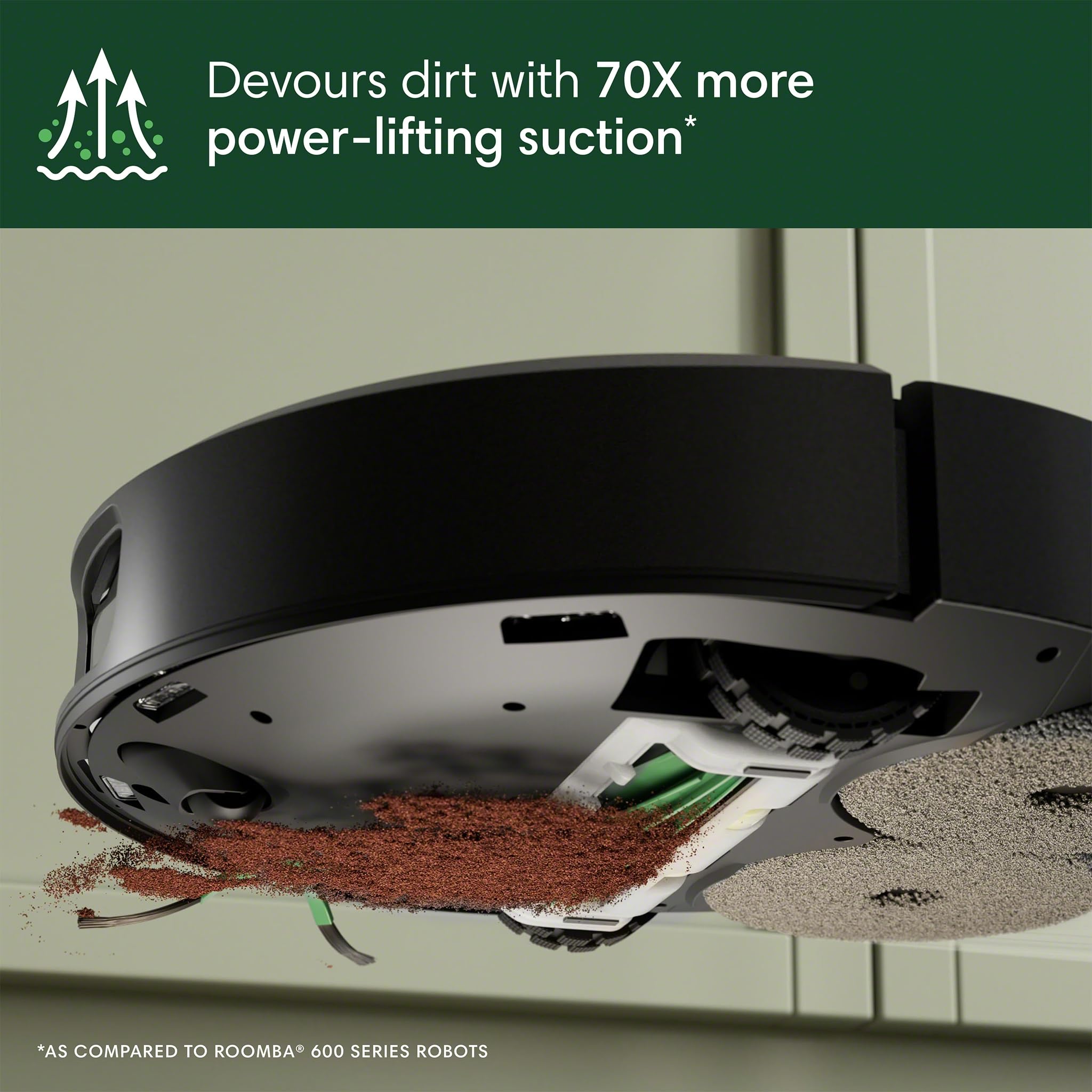 iRobot Roomba limpiando en cocina eliminando manchas y migas rápidamente