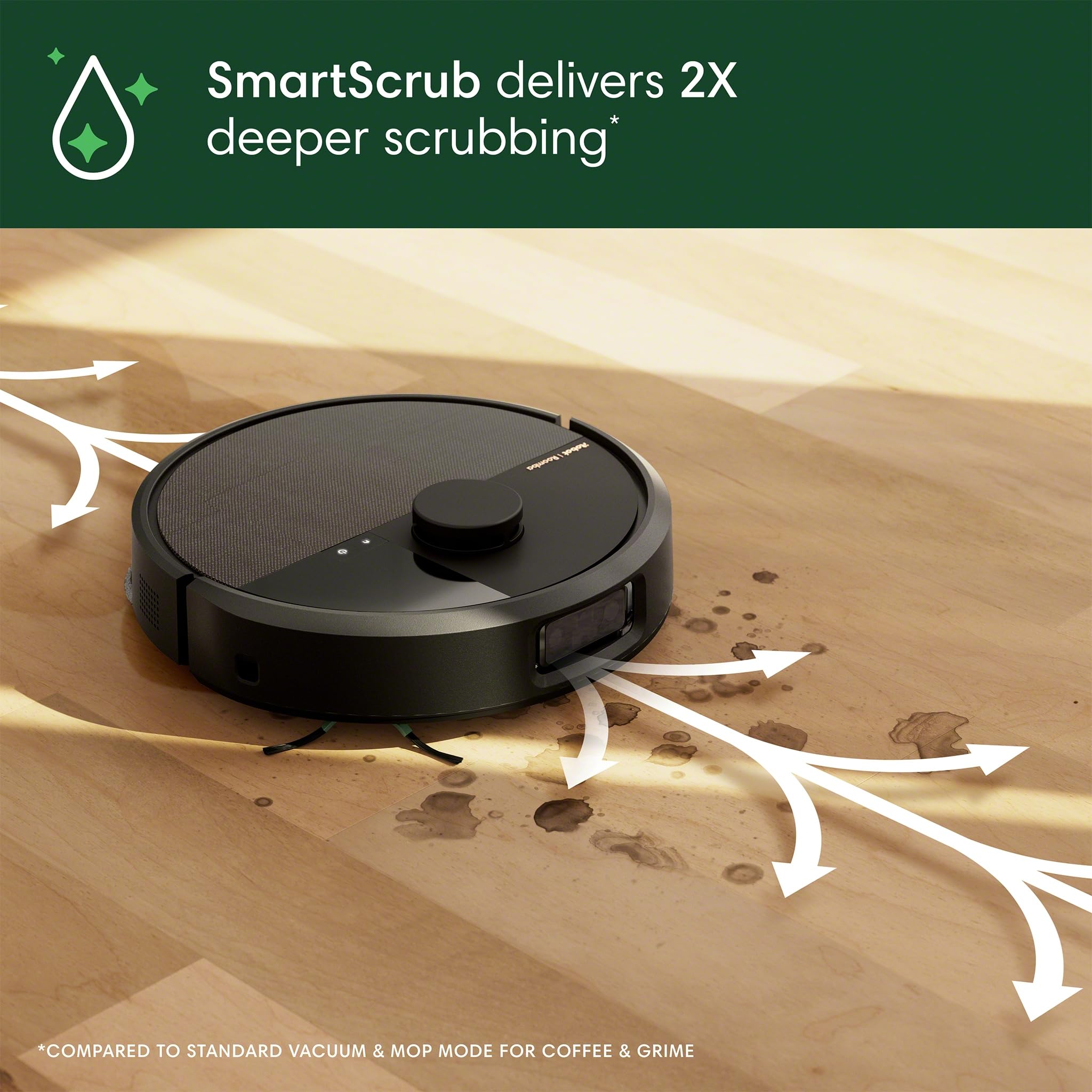 iRobot Roomba Dock etiqueta y controles resaltando funciones de secado