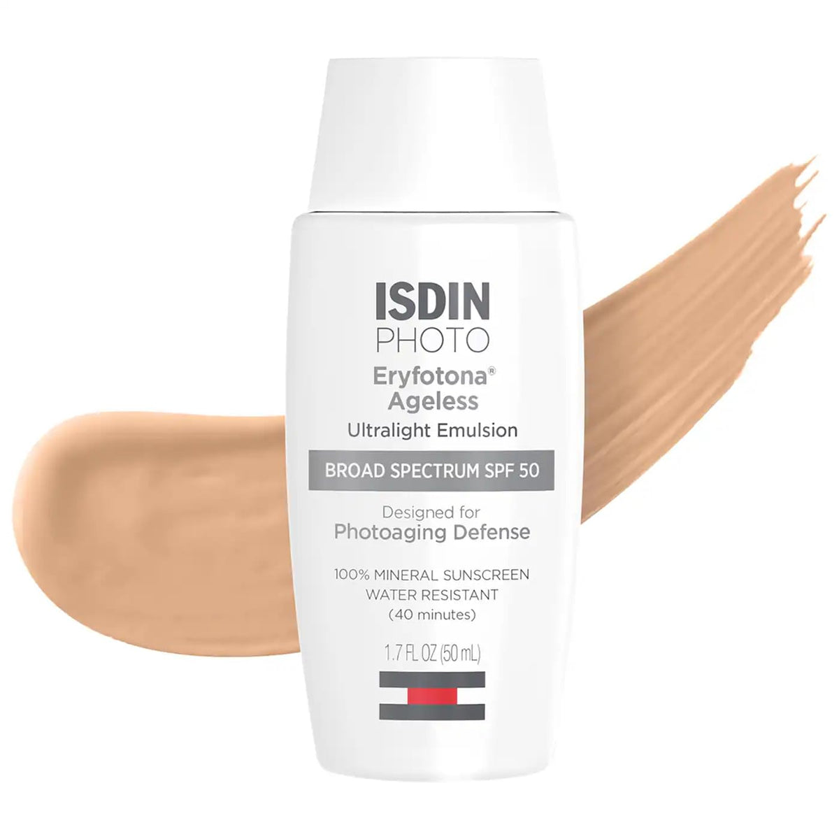 ISDIN tubo frontal mostrando el protector facial con color y protección SPF 50
