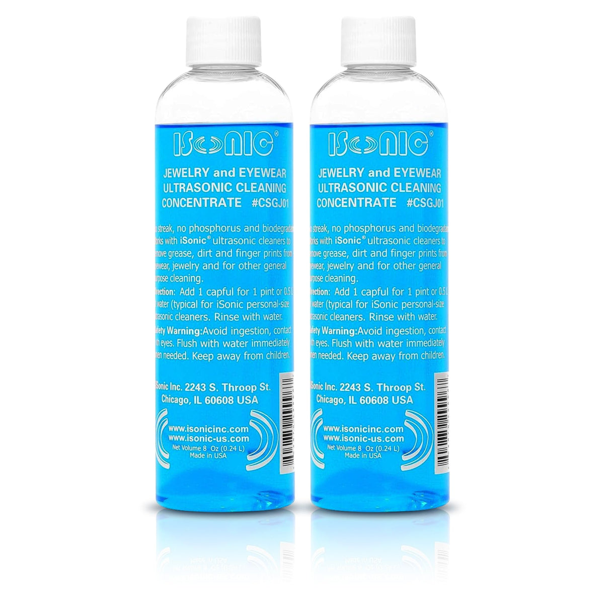 iSonic botella frontal 8 oz mostrando presentación profesional y fácil dosificación