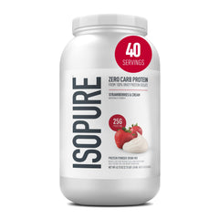 Isopure envase frontal mostrando marca y sabor, indica proteína limpia